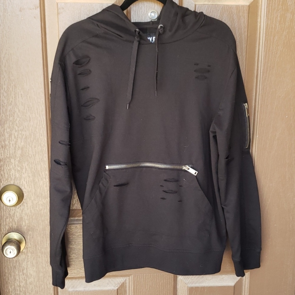 Five.by.Five Hoodie Distressed Sweat Jacket Sz M